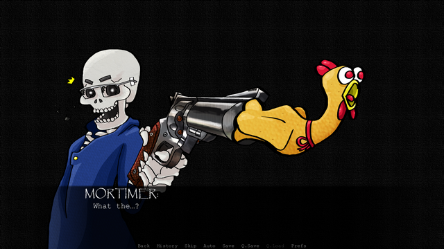 Screenshot of "KEEPS DEATH H!S WATCH: Act One."